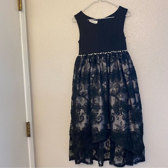Bonnie Jean Girls formal special occasion dress Hi-Low lace embroidered -7/8 - Picture 2 of 12